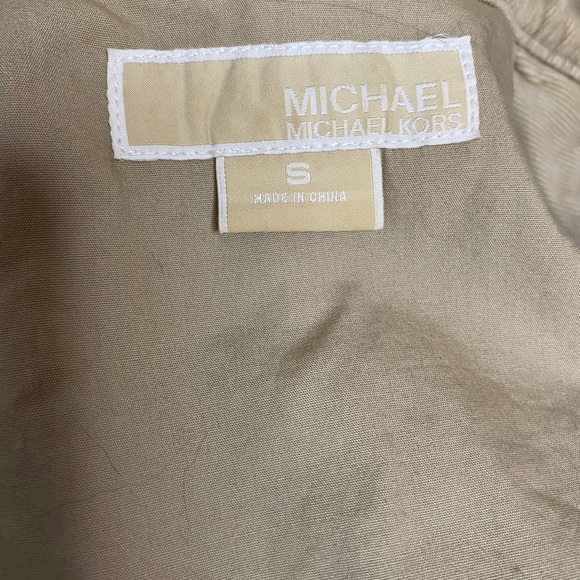 Michael Kors corduroy blazer tan, brass buttons pleated, pockets banded collar S - Picture 8 of 9